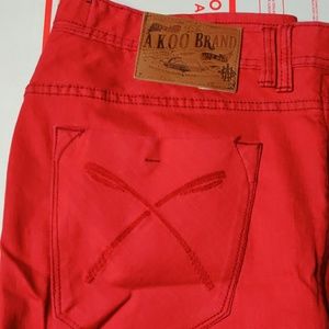 Akoo Brand Brick Red Denim Jeans Pants